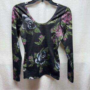 Lululemon Athletica Black‎ and Pink Floral Top